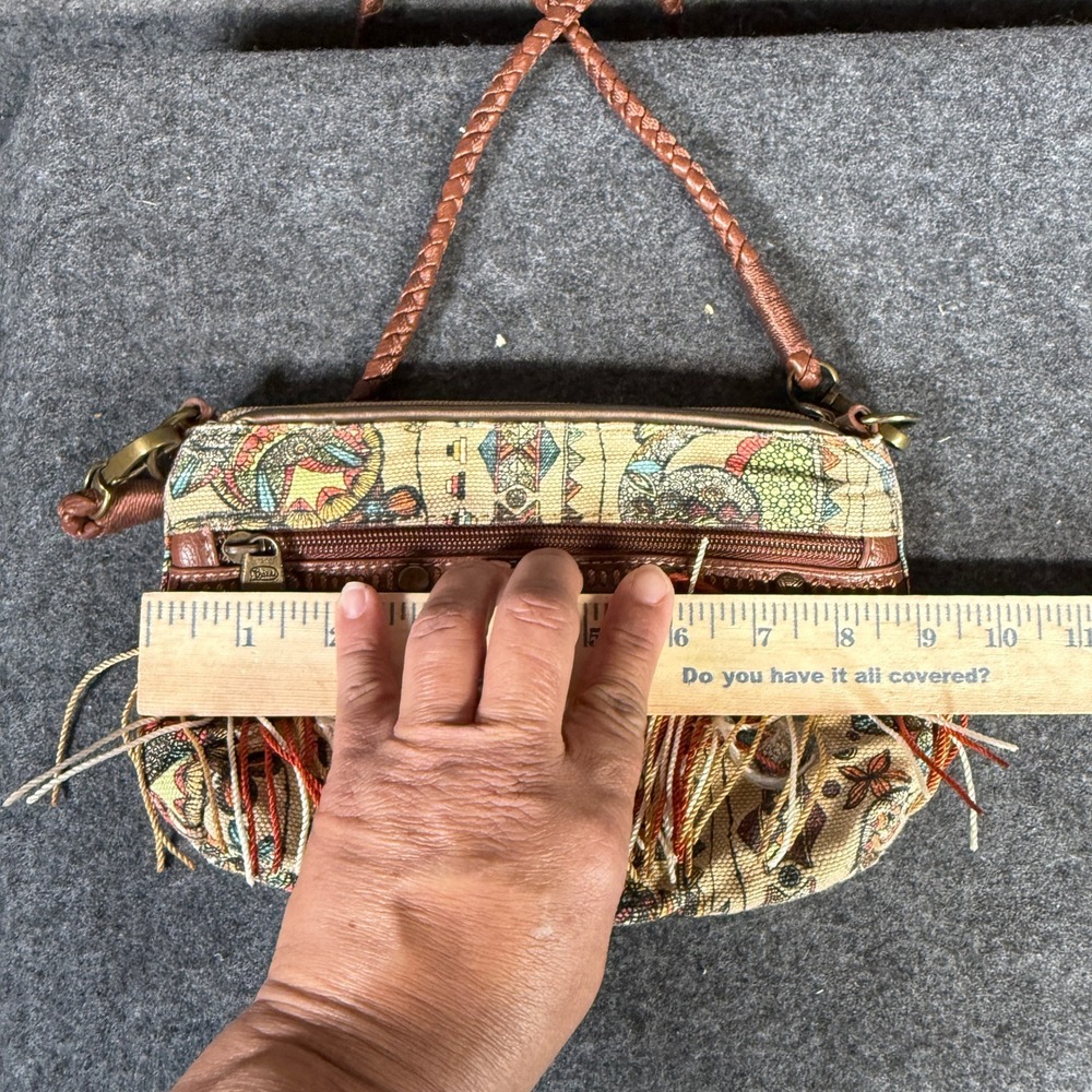 Sakroots Boho Fringe Canvas Crossbody Bag Multicolor Artistic Braided Strap - Picture 6 of 10